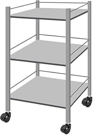 MILAD 3-Tier Metal Instrument/Serving Trolley with Wheels (40 L x 40 W x 76 H CM's, Silver Color)