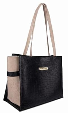 Carrylux Dual Tone Large Capacity Croco Pattern Tote Handbags Purses Shoulder Bag For Womens