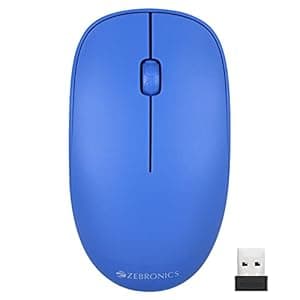 ZEBRONICS Haze Wireless Mouse for Computers, Laptops with 1200 DPI, Advanced Optical Sensor, 2.4GHz USB Nano Receiver, Plug - Play Usage, Power Saving Mode and Comfortable use on Most Surfaces - Blue