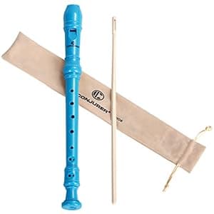 CONJURER Recorder 8 Hole ABS Clarinet German Style Treble flute C Key for Kids with Cleaning Rod, Storage Bag (Blue)