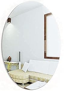 CAZOO Oval Shape Adhesive Mirror Sticker for Wall on Tiles Bathroom Bedroom Living Room Basin Mirror Bathroom Wall Mirror Stickers Unbreakable Plastic Wall Mirror 30 * 20