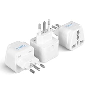 Ceptics India to Italy, Libya, Chile & More (Type L) Travel Adapter Plug - CE Certified - RoHS Compliant - 3 Pack (GP-12A-3PK)