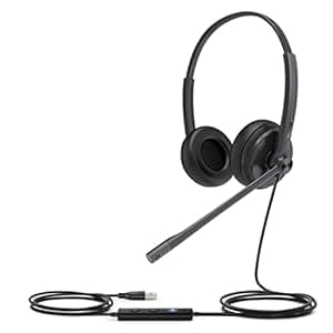 Yealink UH34 Lite Dual with Microphone Wired On Ear Headset, MS Certified, NC Microphone & Passive Noice cancelation Audio, Integrated LED Indicator & MS Teams Button (1.2M Cable), Black