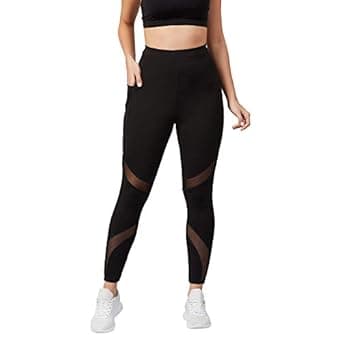 BLINKIN Stretchable Gym Pants for Women & Tights for Women Workout with Mesh Insert & Side Pockets (2670)