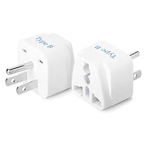 Ceptics India us Converter Plug, India to USA, Japan, Canada & More - Type B Universal Travel Adapter Plug - CE Certified - RoHS Compliant - White - 2 Pack - 5 Years Warranty