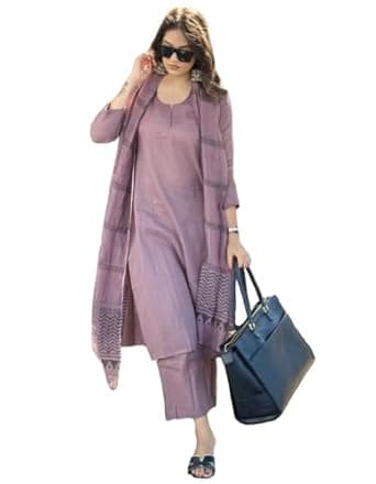 ANNI DESIGNER Women's Rayon Blend Solid Straight Kurta with Pant & Dupatta