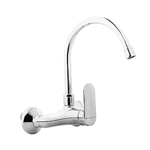 Kohler Kumin Wall-mount Sink Tap for Kitchen - Polished Chrome Finish - Single Lever Kitchen Faucet - Premium Kitchen Mixer Tap with Swivel Spout - Easy Function - Modern Sleek Design 99483IN-4-CP, Zinc