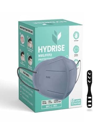 HYDRISE Cotton (Pack Of 20 (Grey) Premium N95 Mask For Men And Women With Mask Adjuster - Washable - Reusable - Pollution - Protection - Advanced Filtration