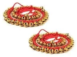 UAPAN Brass Ghungroo Anklets Bells (1.6 cm, 25+25 Red, Pair) For Women