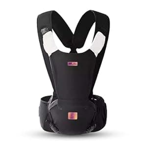 StarAndDaisy Comfortable Baby Carrier for 0-3 Years with Hip Seat Carry Position, Travel Friendly, Upgraded Breathable Fabric, Ergonomic Cross Body Cushion Strap (Black)