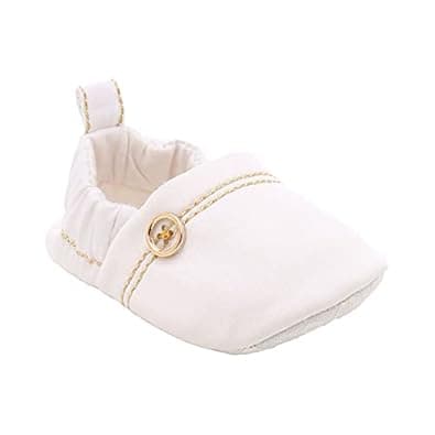 Hopscotch Boys and Girls Cotton Elasticized Ankle Booties With Button Booties in White Color