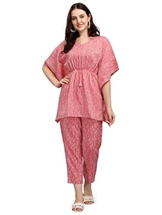 NAINVISH Ethnic Kaftan Co Ord Pant Set | Casual Wear Kaftan Pant & Top Set | Fancy Kaftan Top & Pant Set | | Women Top & Pant