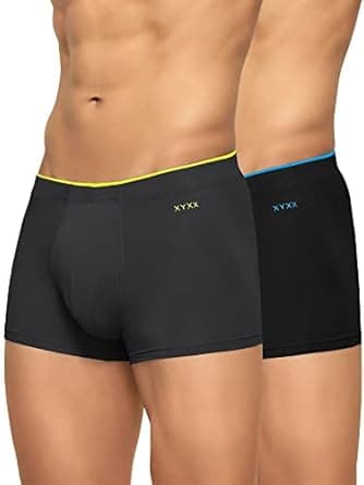 XYXX Men's Uno Micromodal Regular Fit Solid Antimicrobial Trunks with No Marks Waistband (Pack of 2)