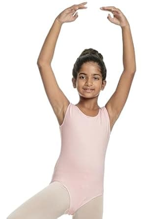 IKAANYA Girls Tank Scoop Neck Leotard or Bodysuit - Ideal for Ballet, Dance, Gymnastics, Yoga, Performance