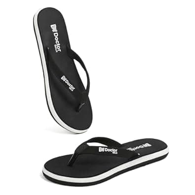 Doctor Walk Flip Flop for Women | Soft Comfortable | Breathable | Fashionable | Stylish | Trendy | Super soft | Lightweight | Anti-Slip Sole | Indoor & Outdoor | (DW-04) (Black)