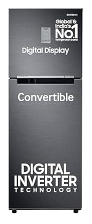 Samsung 236 L, 3 Star, Convertible, Digital Inverter with Display Frost Free Double Door Refrigerator (RT28C3733B1/HL, Black Matt, 2024 Model)