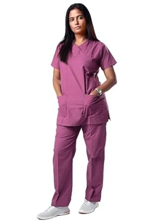 UNIFORM CRAFT Women’s Scrub Suits DSVX || 4 pocket scrubs | Ideal for doctors, dentists, vets, nurses & healthcare professionals (Plum, XL)