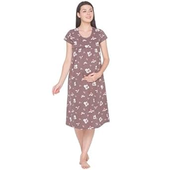 AV2 Women Cotton Calf Length Feeding Nighty