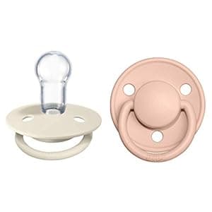 Bibs De Lux 2-Pack Silicone Pacifiers - 0 to 3 Years - One Size - BPA Free - Ivory/Blush