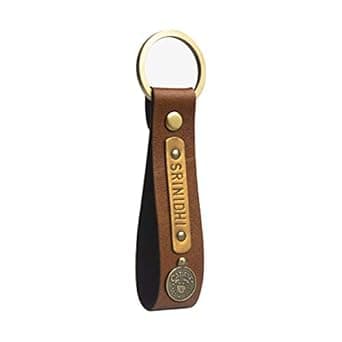 The Messy Corner Personalized Vegan Premium Leather Keychain | For Men, Women & Kids | Customizable keychain featuring a charm and name tag | Durable and enduring unisex present with metal ring