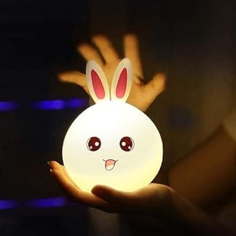 MOGADGET Night Lamp For Kids,Silicone Cute Little Rabbit LED Table Lamp, Birthday Gift For Kids (2-5 Years), Colour Changing With Usb Rechargeable Night Light(Rabbit Lamp), Multicolour