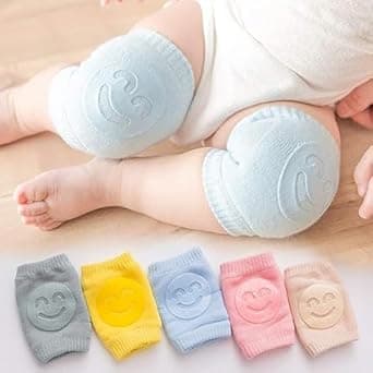 Baby Knee Pads for Crawling, 3-Pairs, Smiley Anti-Slip, Soft Protection Knee Pads for Kids, 6 Months to 3 Years