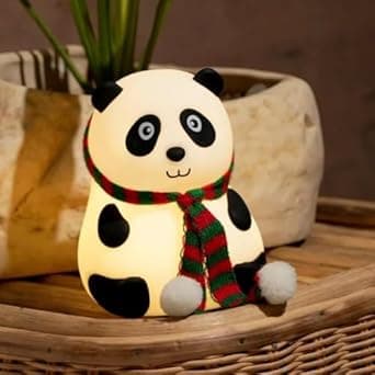 NYRWANA Night Lamp for Bedroom, Panda Lamp, Cute Lamp, Night Lamp for Kids, Panda Light Lamp, Birthday Gifts, Rechargeable, BPA-Free Silicone Lamp, Rakhi for Brother, Open Eye (Multicolor)