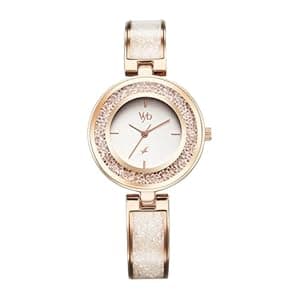 Fastrack Vyb Starlet Quartz Analog Silver White Dial Rose Gold Alloy Strap Watch for Women-FV60053WM01W