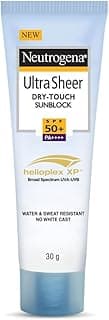 Neutrogena Ultra Sheer Sunscreen SPF 50+ | Broad Spectrum UVA/UVB | Blue light protect | No White Cast | Water resistant, Ultra light & Non sticky | Oily, Dry & Sensitive Skin | 30 g (Pack of 1)