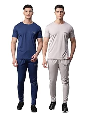 VIMAL JONNEY Dryfit Solid Lycra Multicolor Tracksuit Co-ord Sets for Men (Pack of 2)-DRYFIT_T_D10_BLK_OLV_04-P