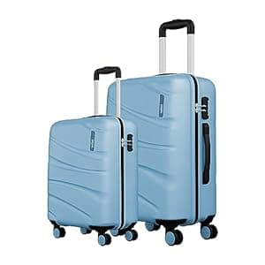 Safari Polycarbonate Persia Hardside Small & Medium Size 8 Spinner Wheel (Cabin & Check-in Trolley) Luggage Set of 2 Pearl Blue Color 55cm & 65cm