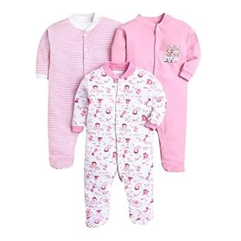 EIO 100% Cotton Rompers/Sleep Suits/Jumpsuit/Night Suits for Baby Boys & Girls, Infants, New Born Pack of 3