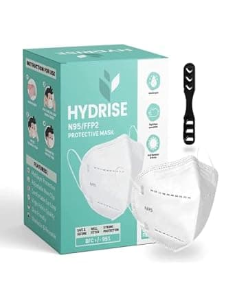 HYDRISE (Pack Of 10 (White) N95 Mask For Men & Women With Mask Adjuster - Washable Mask - Reusable Mask - Pollution Mask - Protection Mask - Iso Niosh Approved - Advanced Filtration, Nonwoven Fabric