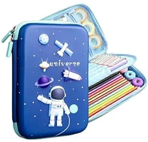 Umadiya® Premium Eva 3D Cover Large Capacity Space Astronaut Pencil Case Compartments, School Pouch Stylish Pen Holder (Big Size Astronaut Pencil Case, Ethylene Vinyl Acetate (EVA) Navy Blue)