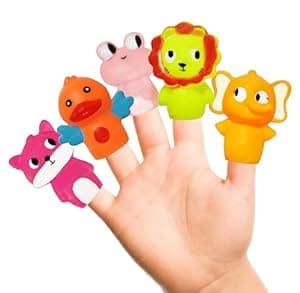 FunBlast Finger Puppets Toys for Kids - Pack of 5 Rubber Animal Puppets Toys for Toddlers, Colorful Storytelling Puppet Toy for Toddlers, Washable Finger Puppets for Toddlers (Multicolor)