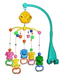 BabyGo Rotating Zoo Musical & Light Rattle for Kids | Cot Mobile for Cradle for Baby | Jhoomer for Kids Bed | Pack of 1 | Multicolor