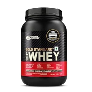 Optimum Nutrition (ON) Gold Standard 100% Whey (2 lbs/907 g) (Double Rich Chocolate) Protein Powder for Muscle Support & Recovery, Vegetarian - Primary Source Whey Isolate