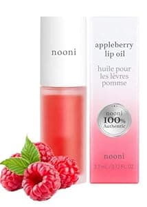 NOONI Korean Vegan Lip Oil - Appleberry | Lip Stain, Stocking Stuffers, Long-Lasting, Moisturizing, Plumping, Revitalizing for Dry Lips, Waterproof, No Peel Off, Korean Lip Tint 0.12 Fl Oz