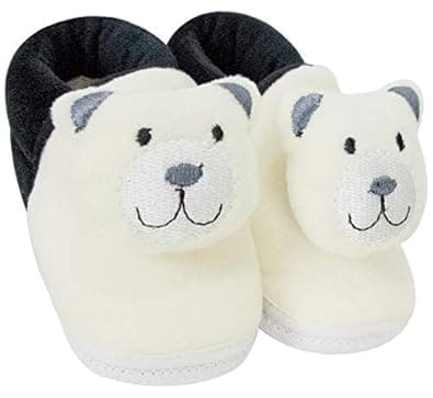 Neska Moda Baby Boys & Girls Cotton Fur Booties For 6 To 12 Months (Black,White)-BT722