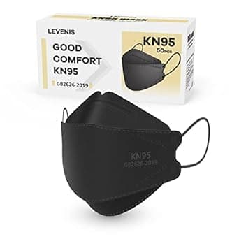 LEVENIS KN95 Face Masks 50 Pack, Breathable Comfortable and Disposable KN95 Mask, Black