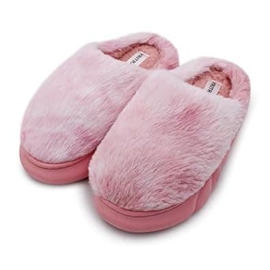 VRITRAZ Unisex Adult Comfort Closed Toe Warm Fur Home Clogs Indoor Slipper for Women