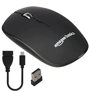 amazon basics AmazonBasics Wireless Mouse | 2.4 GHz Connection, 1600 DPI | Type - C Adapter | Upto 12 Months of Battery Life | Ambidextrous Design | Suitable for PC/Mac/Laptop