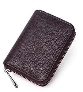 VOGARD Unisex Genuine Leather Wallet with Zipper | RFID Blocking Card Holder Zipper Wallet (POP51-Brown)