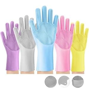 Perpetual Kitchen Cleaning Silicon Gloves, Dog Bath Brush for Grooming & Bathing, Car Cleaning, Bathroom Cleaning 1 Pair