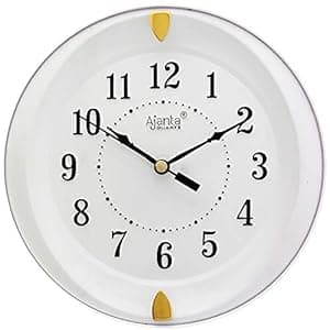 Ajanta Step Movement Plastic Analog Wall Clock for Home/Office/Bedroom/Living Room/Kitchen (White, 7 Inches)