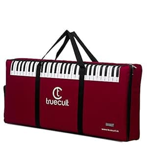 True Cult KBR-01 Nylon Portable, Red Keyboard Gig Bag/Cover For 61-Keys Yamaha Or Casio Keyboard Material, Easy To Carry With Grip Handle/Strong Durable Material with Music Notation Notebook