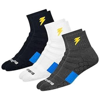 BLITZSOX Hi-Tech Performance Sports Socks for Men (Badminton, Running, Gym & Indoor Training), Pack of 3