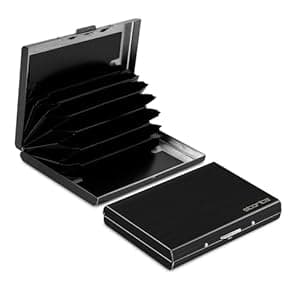 Storite 7 Slots RFID Protected Metal Credit Card Holder Wallet for Men & Women (Black-6.5 x 9.5 x 1.3 CM)