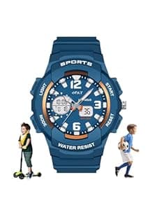 Spiky Dual Time 50M Water Resistant Multi Functional Digital Wrist Watch For Kids Boys & Girls, Stylish Design, Dual Time Display, Luminous Display, Alarm, Stop Watch, Day, Date, Month Function|Best Birthday Gift for Kids Boys & Girls |Suits Age 3-13 Years