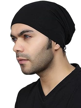 BISMAADH Unisex Soft Cotton Fashion Slouchy Beanie Skull Hair Cover Sleep Cap Hat for Frizzy Natural Curly Hair Protection Pack of 1